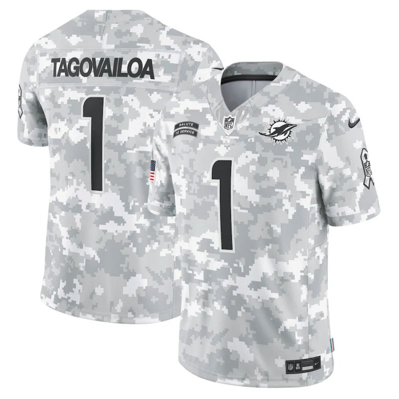 Men Miami Dolphins #1 Tagovailoa Nike Arctic Camo 2024 Salute to Service Limited NFL Jersey